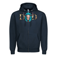 Navy western dad with gemstone and skull Zipper Hoodie - RanaPortraitStore