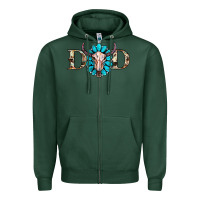 Sports Green western dad with gemstone and skull Zipper Hoodie - RanaPortraitStore