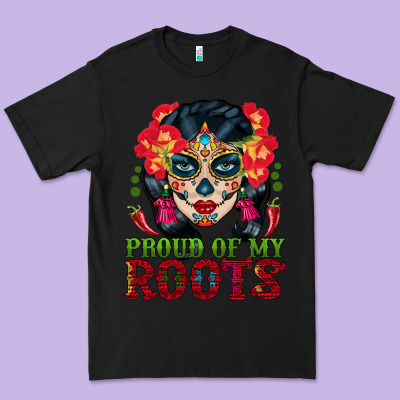 Sugar Skull Woman Proud Of My Roots Premium Tee Designed By Bundleandbundleshop
