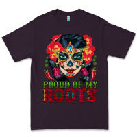 Plum sugar skull woman proud of my roots Premium Tee - BundleAndBundleShop