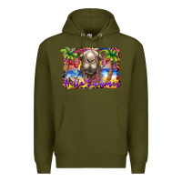 Army Green hello summer camel at the beach Premium Hoodie - BarkalooDesign