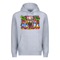 Heather Grey hello summer camel at the beach Premium Hoodie - BarkalooDesign