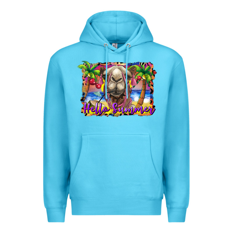 Hello Summer Camel At The Beach Premium Hoodie by BarkalooDesign | Teevron