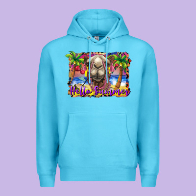 Hello Summer Camel At The Beach Premium Hoodie Designed By Barkaloodesign