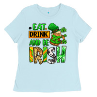 Baby Blue Eat drink and be Irish St. Patrick's Ladies Tee - LillyAllenDesigns