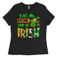 Black Eat drink and be Irish St. Patrick's Ladies Tee - LillyAllenDesigns