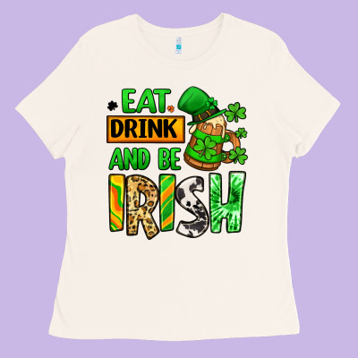 Eat Drink And Be Irish St. Patrick's Ladies Tee Designed By Lillyallendesigns