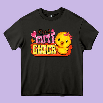 One Cute Chick Heavy Core Tee Designed By Fadigitalartstudio