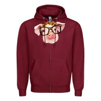 Burgundy sunflowers with pig Zipper Hoodie - RanaPortraitStore