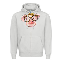 Dove Grey sunflowers with pig Zipper Hoodie - RanaPortraitStore