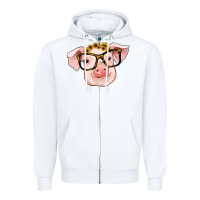 White sunflowers with pig Zipper Hoodie - RanaPortraitStore