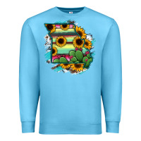Ocean Blue Missouri Map Sunflower Cactus Serape Premium Sweatshirt - RanaPortraitStore