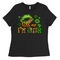 Black kiss me im irish st patricks lip stain Ladies Tee - LillyAllenDesigns