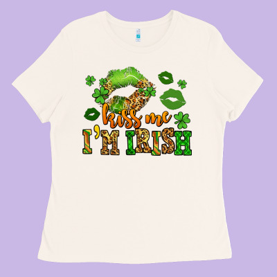 Kiss Me Im Irish St Patricks Lip Stain Ladies Tee Designed By Lillyallendesigns