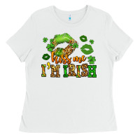 White kiss me im irish st patricks lip stain Ladies Tee - LillyAllenDesigns