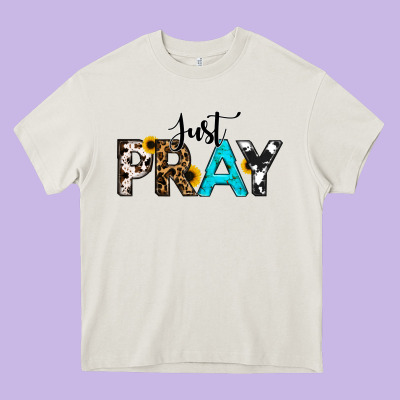 Just Pray Heavy Core Tee Designed By Ranaportraitstore