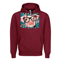 Burgundy gemstone and cowhide pig Zipper Hoodie - RanaPortraitStore
