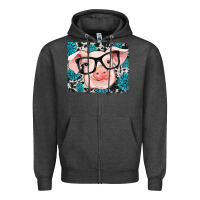 Charcoal Heather gemstone and cowhide pig Zipper Hoodie - RanaPortraitStore