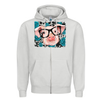 Dove Grey gemstone and cowhide pig Zipper Hoodie - RanaPortraitStore