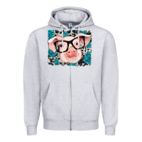 Heather Grey gemstone and cowhide pig Zipper Hoodie - RanaPortraitStore