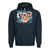 Navy gemstone and cowhide pig Zipper Hoodie - RanaPortraitStore
