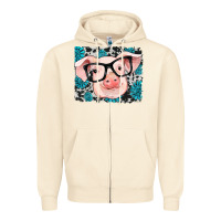 Gemstone And Cowhide Pig Zipper Hoodie | Teevron