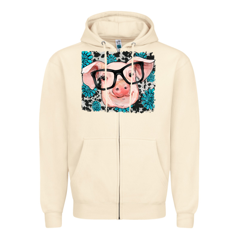 Gemstone And Cowhide Pig Zipper Hoodie by RanaPortraitStore | Teevron