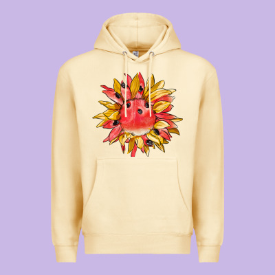 Watermelon Sunflower Premium Hoodie Designed By Barkaloodesign