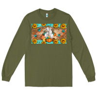Army Green Goat Family Fall Pumpkins Long Sleeve Tee - Artiststas