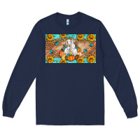 Navy Goat Family Fall Pumpkins Long Sleeve Tee - Artiststas