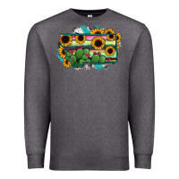 Charcoal Heather Montana Map Sunflower Cactus Serape Premium Sweatshirt - RanaPortraitStore