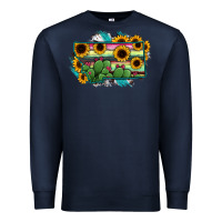Navy Montana Map Sunflower Cactus Serape Premium Sweatshirt - RanaPortraitStore