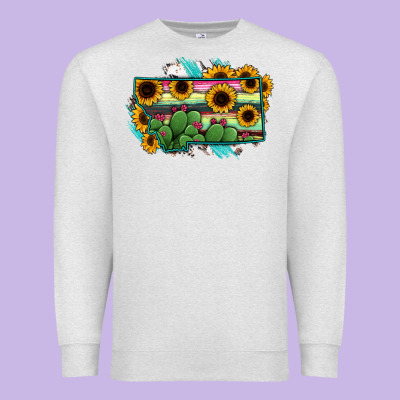 Montana Map Sunflower Cactus Serape Premium Sweatshirt Designed By Ranaportraitstore