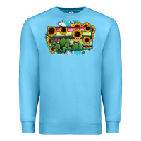 Ocean Blue Montana Map Sunflower Cactus Serape Premium Sweatshirt - RanaPortraitStore