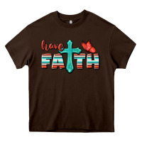Chocolate Brown Have Faith Heavy Core Tee - BundleAndBundleShop