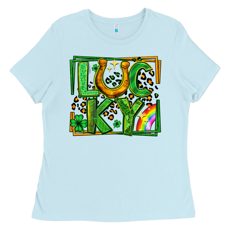 Lucky Horseshoe St Patricks Day Leopard Frame Ladies Tee by LillyAllenDesigns | Teevron