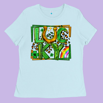 Lucky Horseshoe St Patricks Day Leopard Frame Ladies Tee Designed By Lillyallendesigns