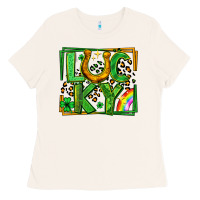 Bone lucky horseshoe st patricks day leopard frame Ladies Tee - LillyAllenDesigns
