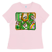 Bubblegum Pink lucky horseshoe st patricks day leopard frame Ladies Tee - LillyAllenDesigns
