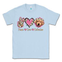 Dusty Blue Peace Love Labrador Classic Tee - Jasminsmagicworld