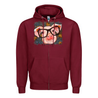 Burgundy Fall Autumn Pig Zipper Hoodie - RanaPortraitStore