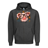 Charcoal Heather Fall Autumn Pig Zipper Hoodie - RanaPortraitStore