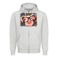 Dove Grey Fall Autumn Pig Zipper Hoodie - RanaPortraitStore