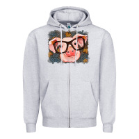 Heather Grey Fall Autumn Pig Zipper Hoodie - RanaPortraitStore