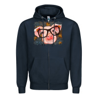 Navy Fall Autumn Pig Zipper Hoodie - RanaPortraitStore