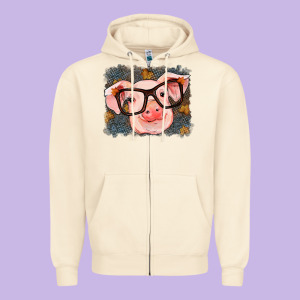 Fall Autumn Pig Zipper Hoodie Designed By Ranaportraitstore