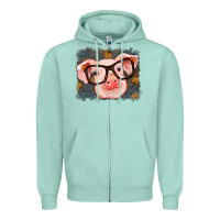 Seafoam Fall Autumn Pig Zipper Hoodie - RanaPortraitStore