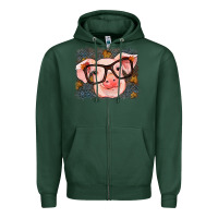 Sports Green Fall Autumn Pig Zipper Hoodie - RanaPortraitStore