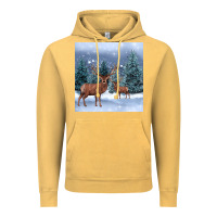 Vintage Mustard winter deer Vintage Hoodie - BarkalooDesign