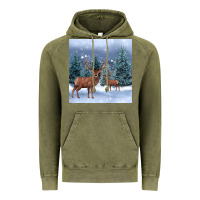 Vintage Olive winter deer Vintage Hoodie - BarkalooDesign
